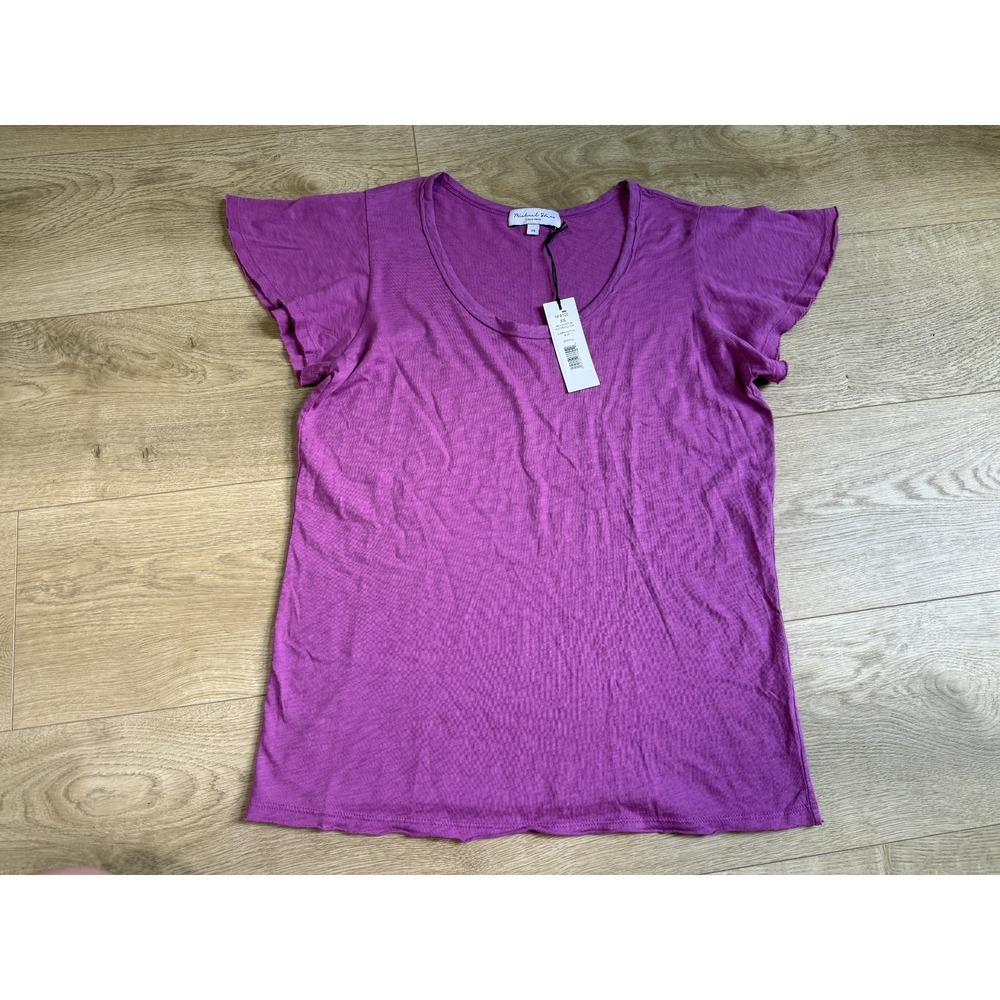 NWT Michael Stars jana scoop neck flutter top supima slub mystic purple sz XS